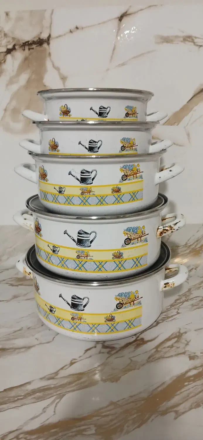 فروش ۵ عدد قابلمه لعاب و یک عدد سطل استیل|ظروف پختوپز|تهران, شهرک طالقانی|دیوار