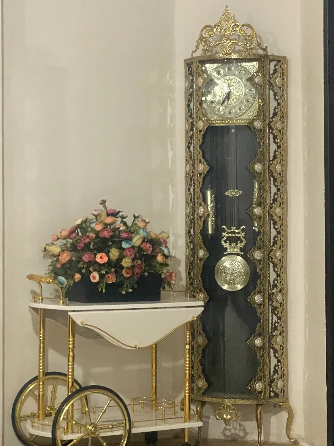 ساعت بوفه و اینه کنسول برنز|بوفه، ویترین، کنسول|نقده, |دیوار