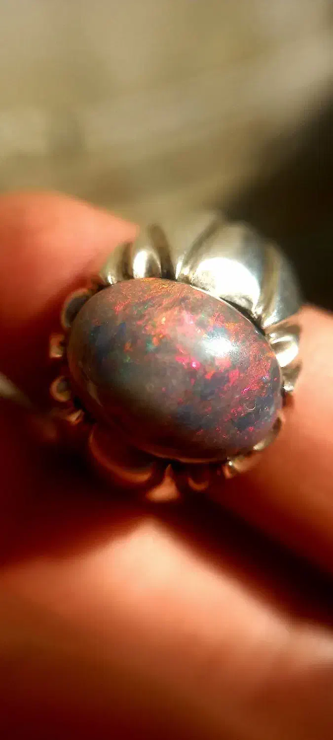 انگشتر بلک اوپال آتشین|جواهرات|کرمانشاه, |دیوار