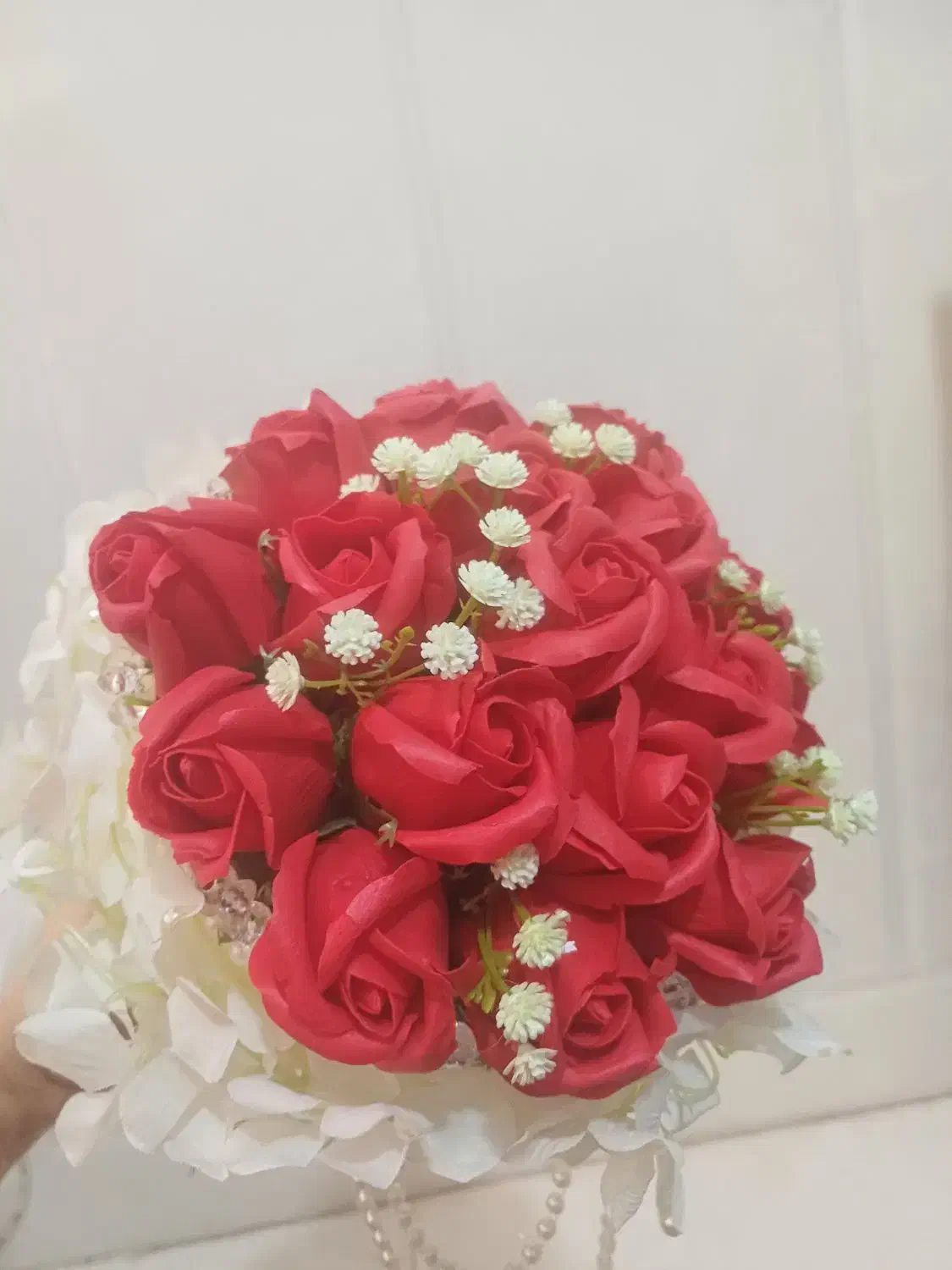 دسته گل عروس|گل مصنوعی|قم, قلعه کامکار|دیوار