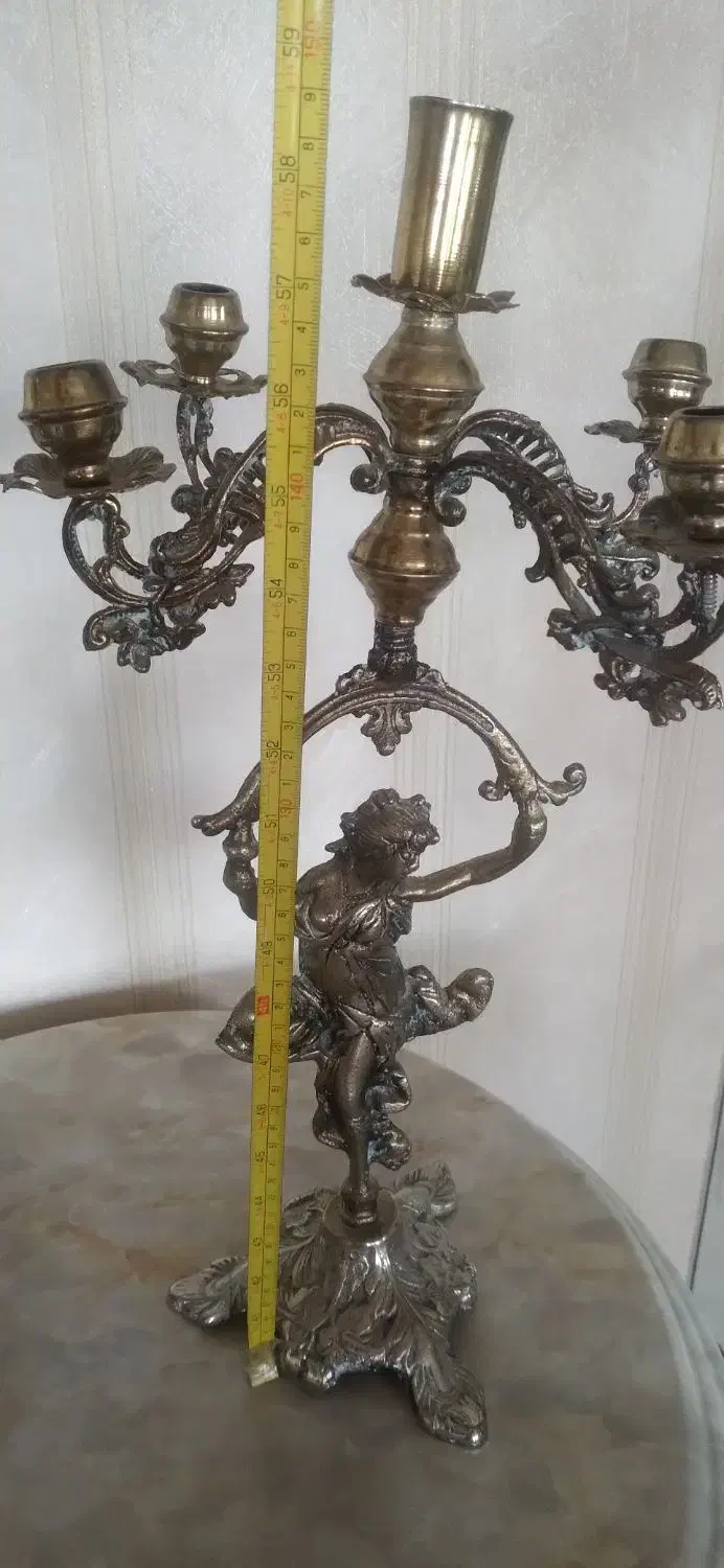 شمعدانی برنزی قدیمی اصل|لوستر و چراغ آویز|تبریز, |دیوار