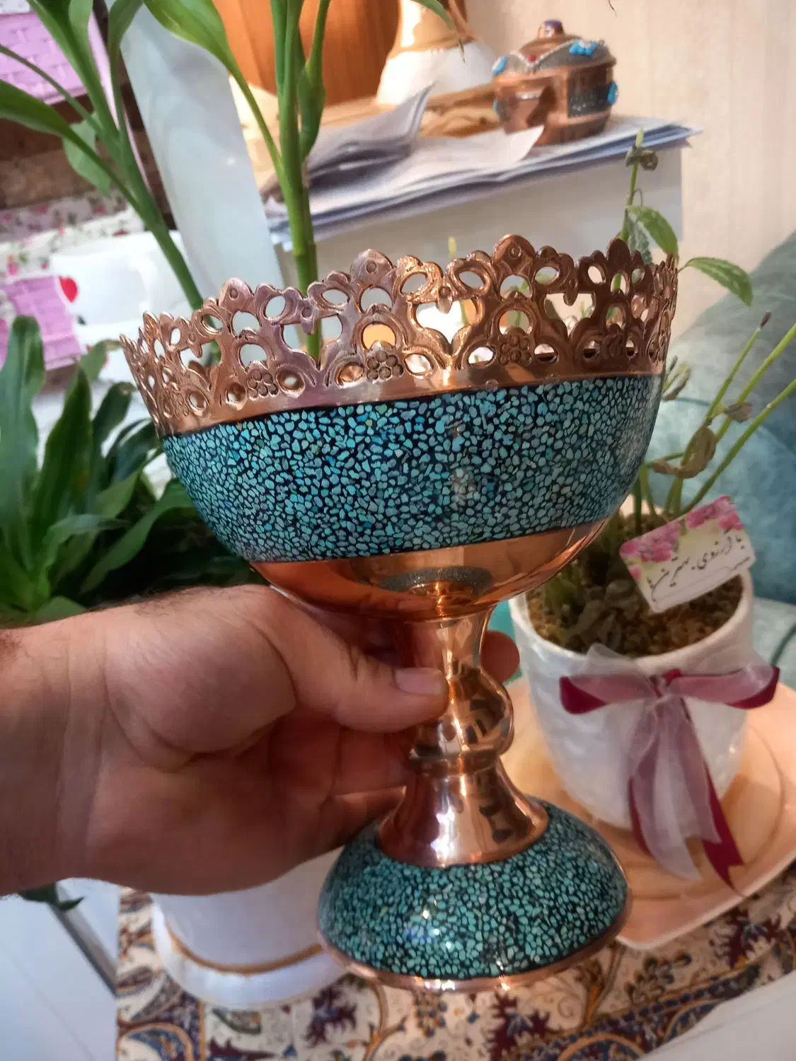 آجیل خوری شکلات خوری مسی فیروزه کوبی|صنایع دستی و سایر لوازم تزئینی|اصفهان, وحید|دیوار