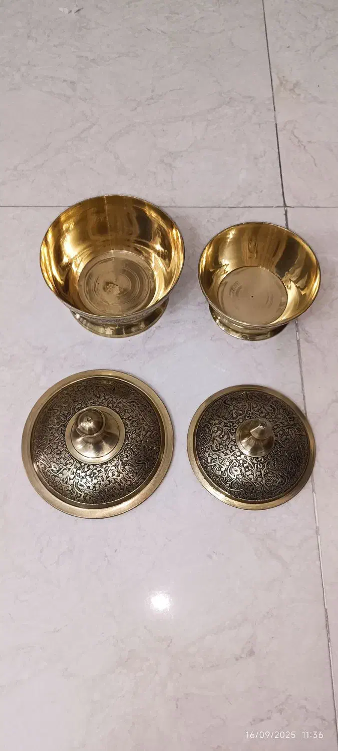 قندان برنجی قلم طاووس سیاه قلم (توضیحات خونده بشه)|ظروف سرو و پذیرایی|تهران, خاک سفید|دیوار