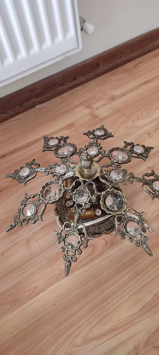 لوستر برنجی سقفی|لوستر و چراغ آویز|تبریز, |دیوار