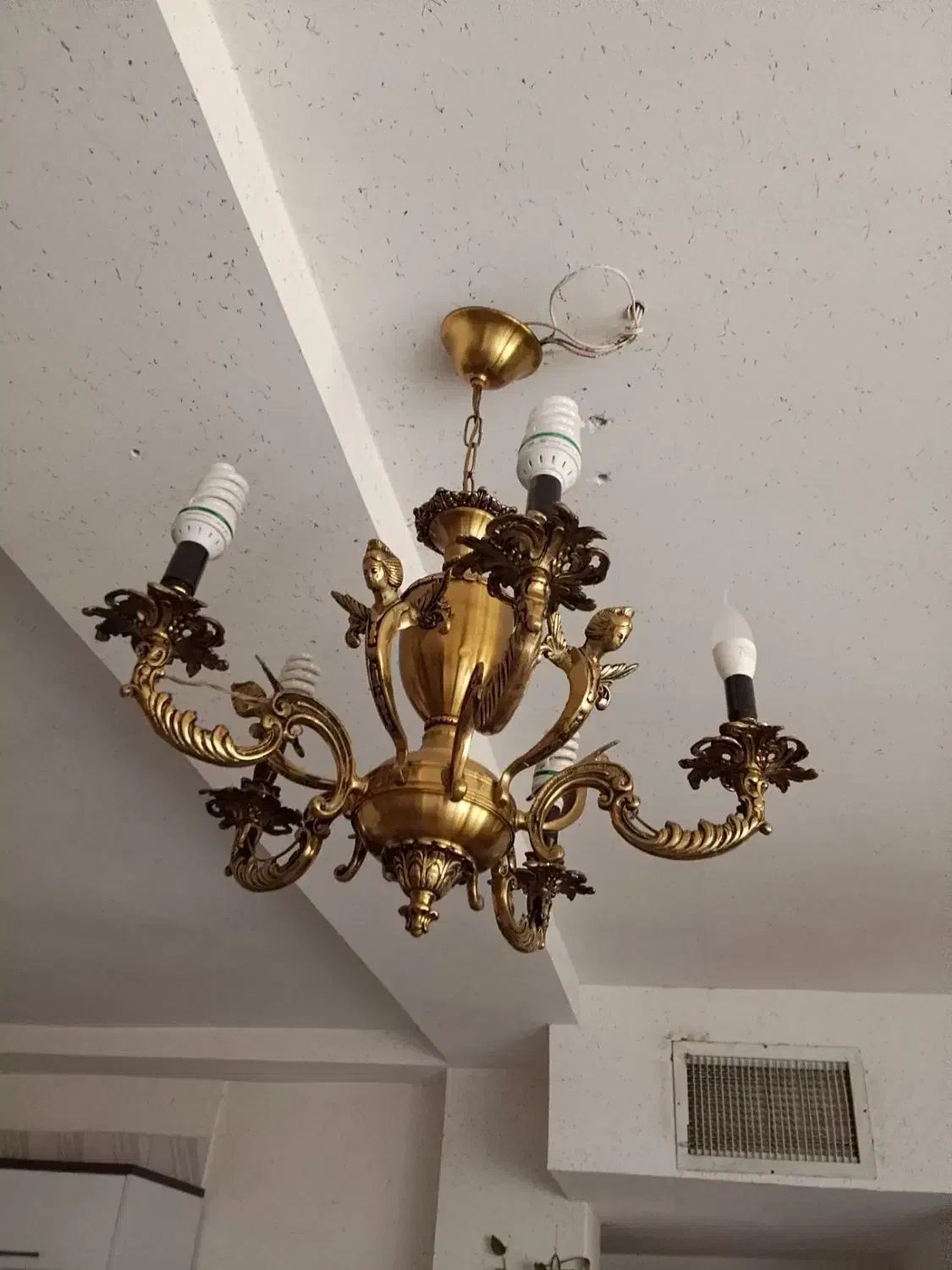 لوستر برنجی مدل فرشته بسیار شیک|لوستر و چراغ آویز|پرند, فاز ۶|دیوار