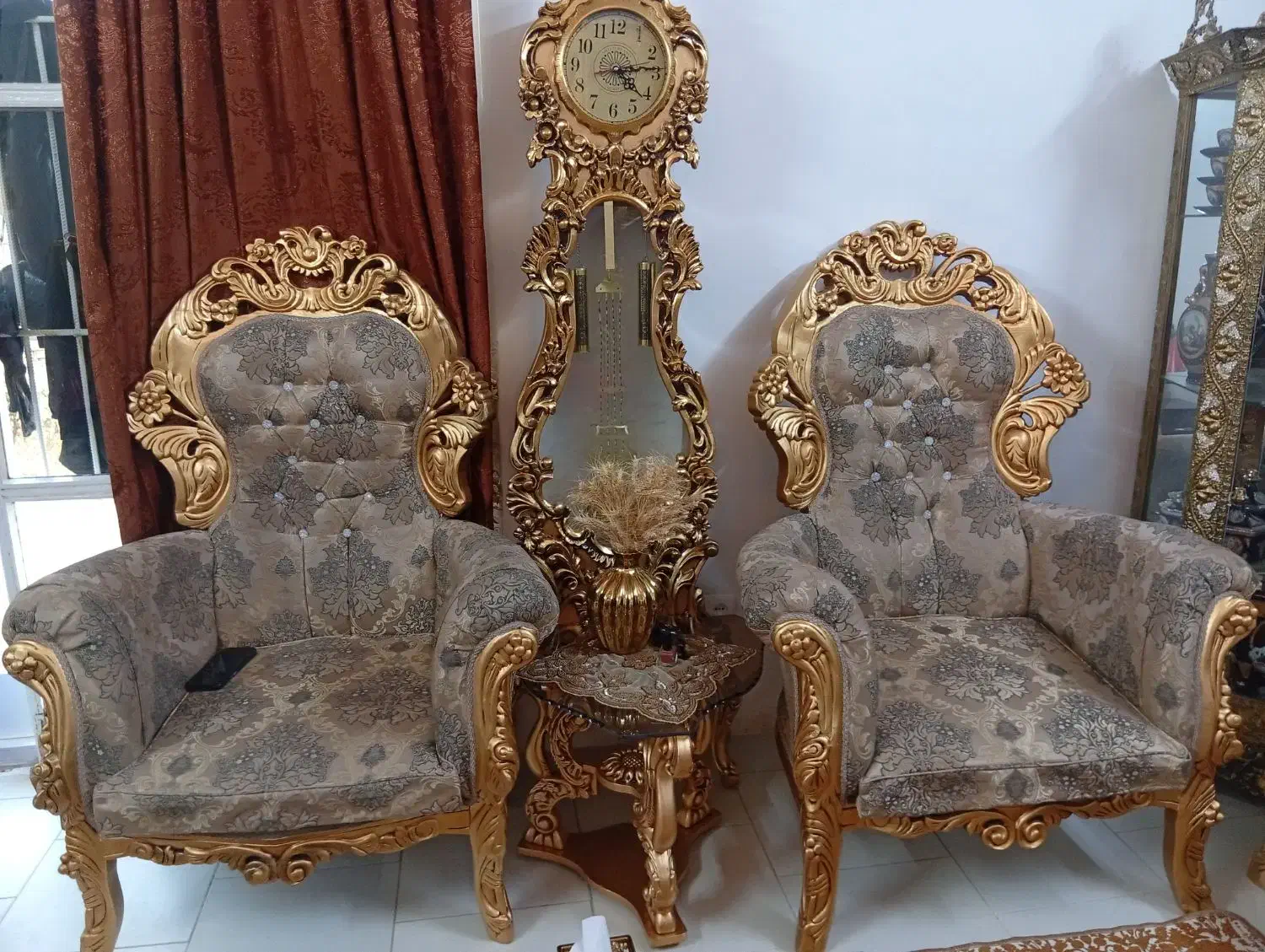 مبلمان سلطنتی با میز نهاررخوری و دکور برنجی|مبلمان خانگی و میز عسلی|قزوین, |دیوار