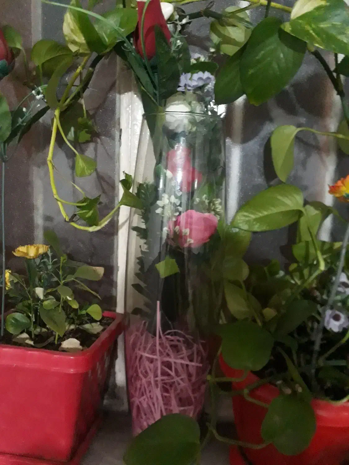 گل وگلدان وجاشمعی|گل مصنوعی|بروجرد, |دیوار