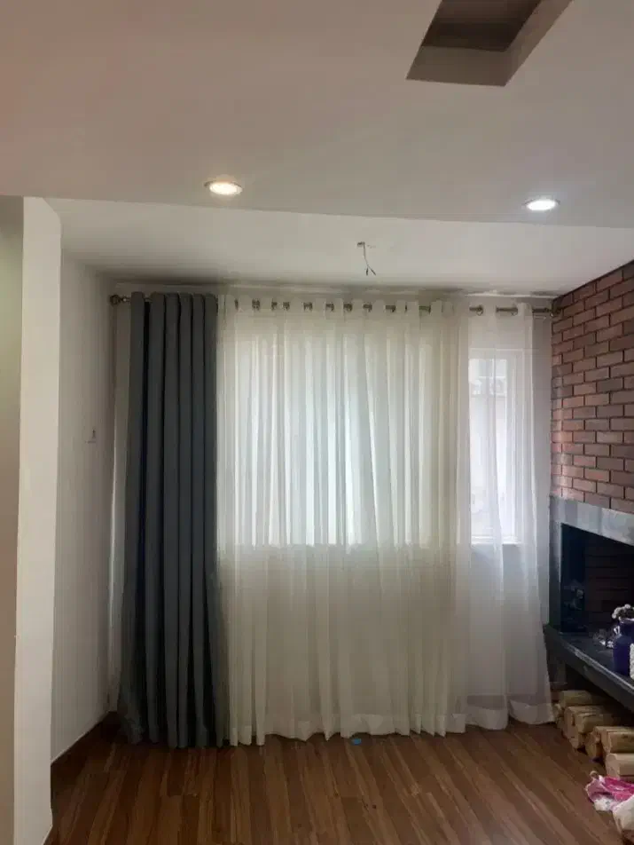 پرده با والان طوسی|پرده، رانر، رومیزی|لاهیجان, طالقانی|دیوار