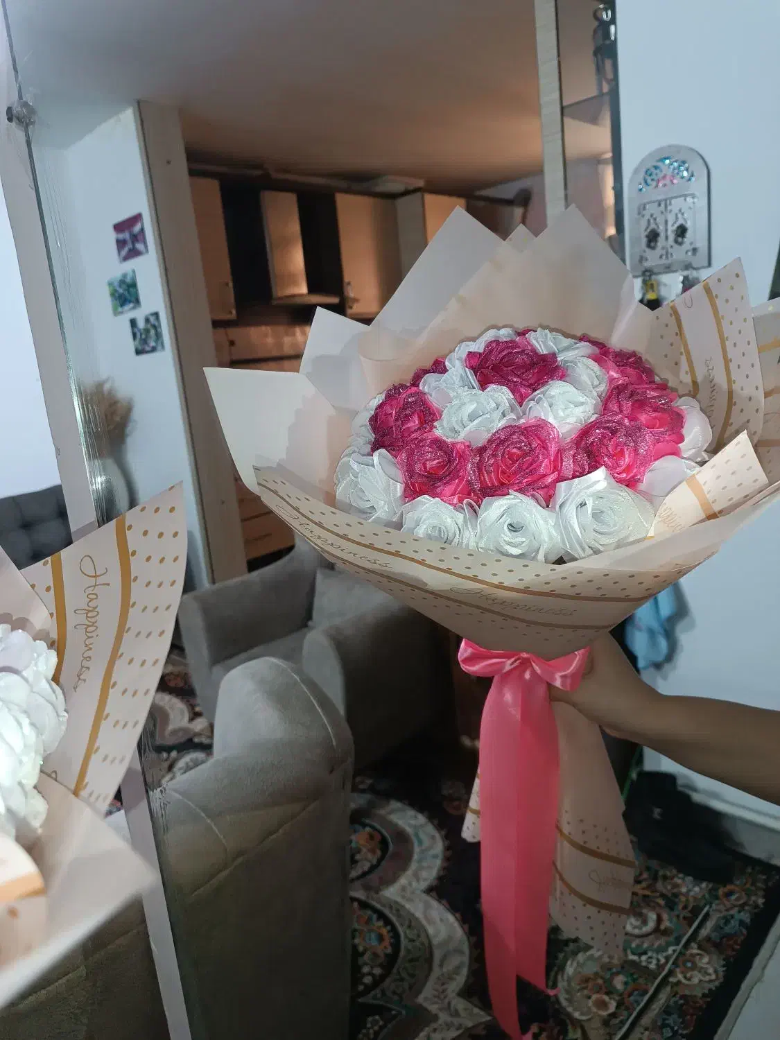 دسته گل روبانی،کادو روز مادر|گل مصنوعی|پیشوا, |دیوار