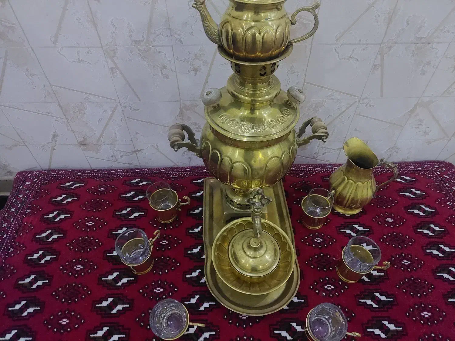 سماور دکوری برنجی|صنایع دستی و سایر لوازم تزئینی|رودهن, |دیوار