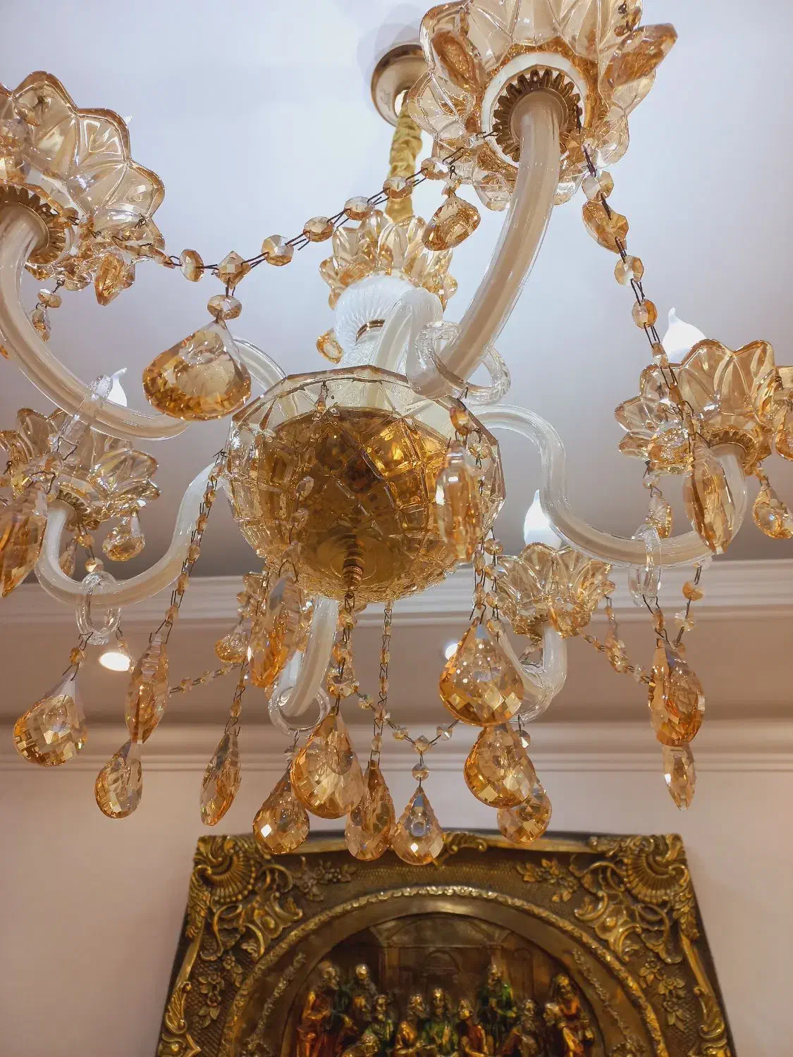 لوستر ۶ شاخه سالم  نو همراه لامپ کم مصرف همراه شید|لوستر و چراغ آویز|ورامین, شهرک ولیعصر|دیوار