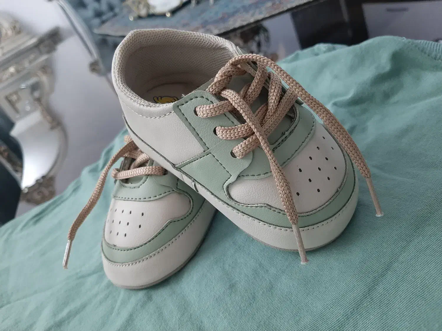 پاپوش  سایز ۳ ، رنگ کرم-سبز|کفش و لباس بچه|محمدیه-قزوین, |دیوار