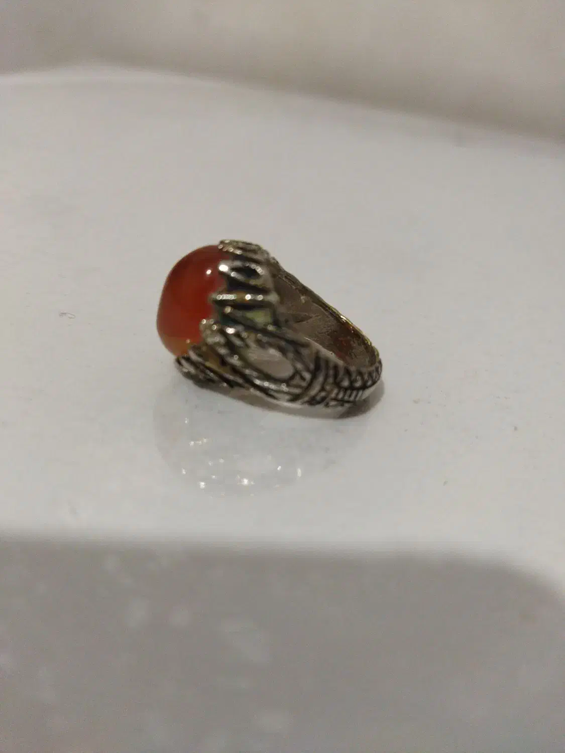 حلقه نارنجی عقیق یمنی آبدار|جواهرات|نقده, |دیوار