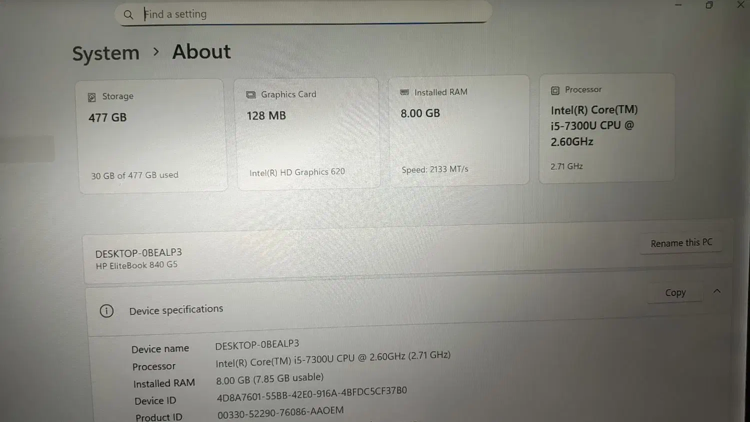 لپ تاپ HP ELITEBOOK 840 G5|رایانه همراه|تهران, پارک شهر|دیوار