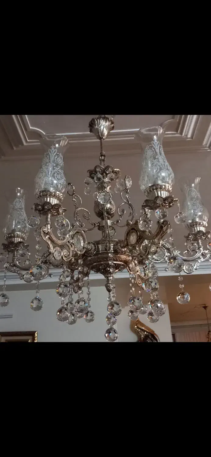 لوستر 6 شاخه برنز|لوستر و چراغ آویز|قزوین, |دیوار