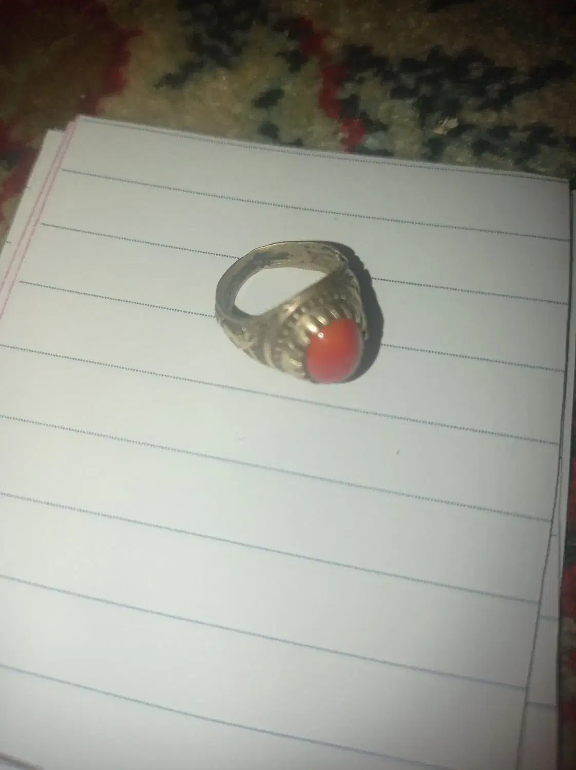 انگشتر نسبتا قدیمی با نگین مرجان اصل|جواهرات|ایلام, |دیوار