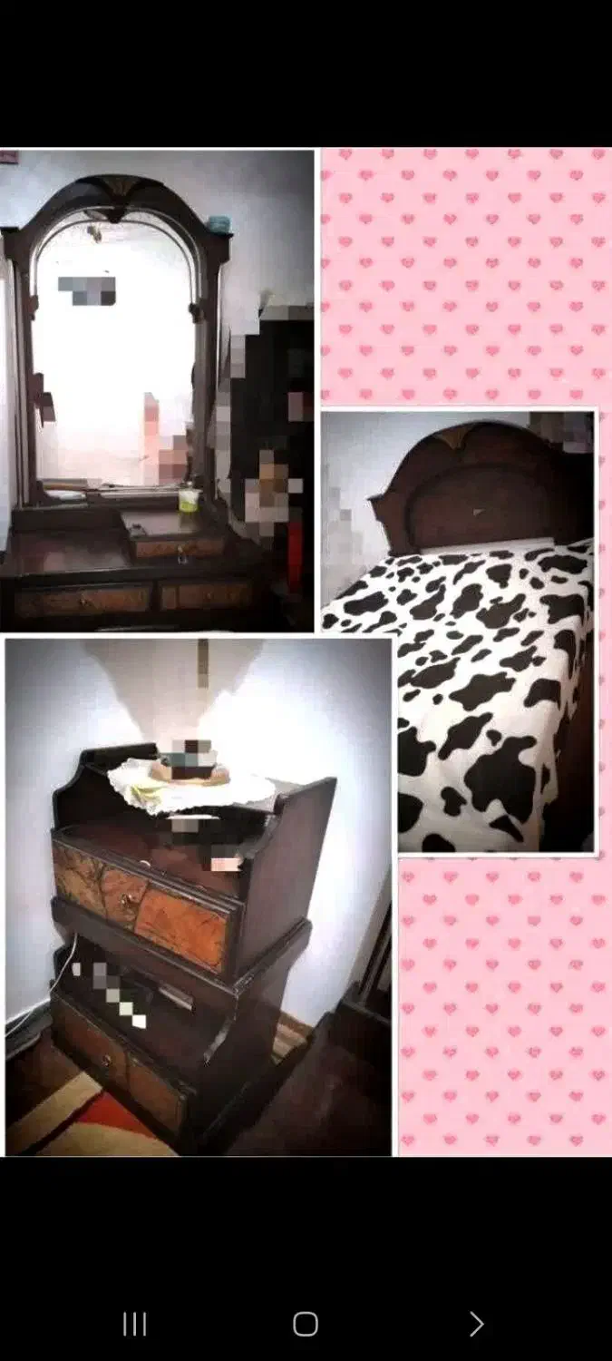 سرویس خواب دونفره قهوه ای کلیشاد|تخت و سرویس خواب|فلاورجان, |دیوار