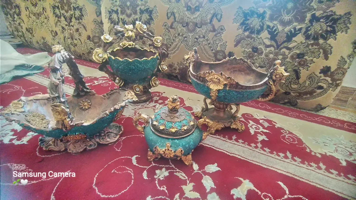 کاسه ها ی فیروزه ای وطلایی به فروش میرسد|صنایع دستی و سایر لوازم تزئینی|ایوان, |دیوار