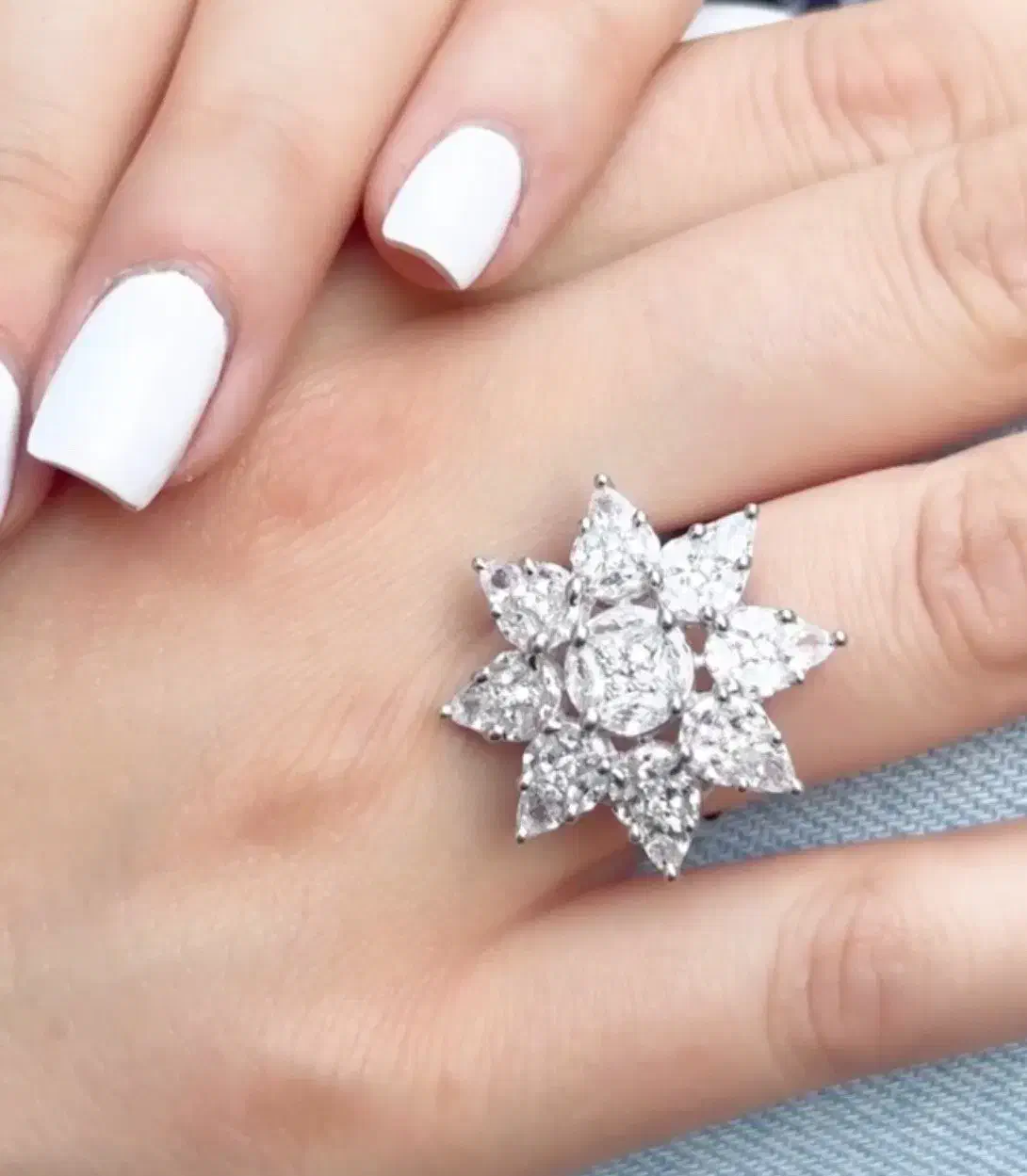 انگشتر جواهر تمام نقره مدل گل ستاره ای|بدلیجات|تبریز, |دیوار