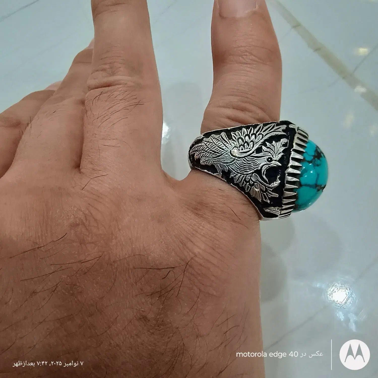 انگشتر فیروزه نیشابور سنگ زنده و خوش دست مغز سنگ|جواهرات|کهریزک, |دیوار