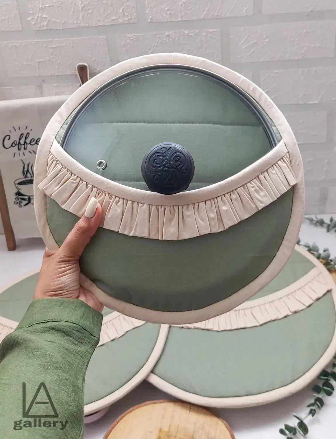 سرویس ساده جهیزیه سبز سدری|سفره، حوله، دستمال آشپزخانه|اردبیل, |دیوار