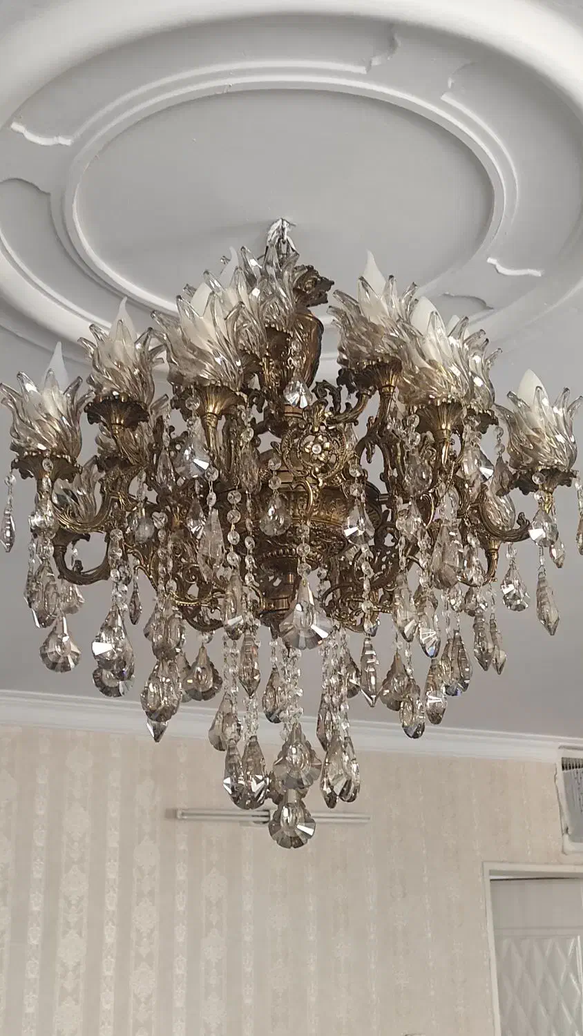 لوستر 19 شعله برنج|لوستر و چراغ آویز|ری, امین آباد|دیوار