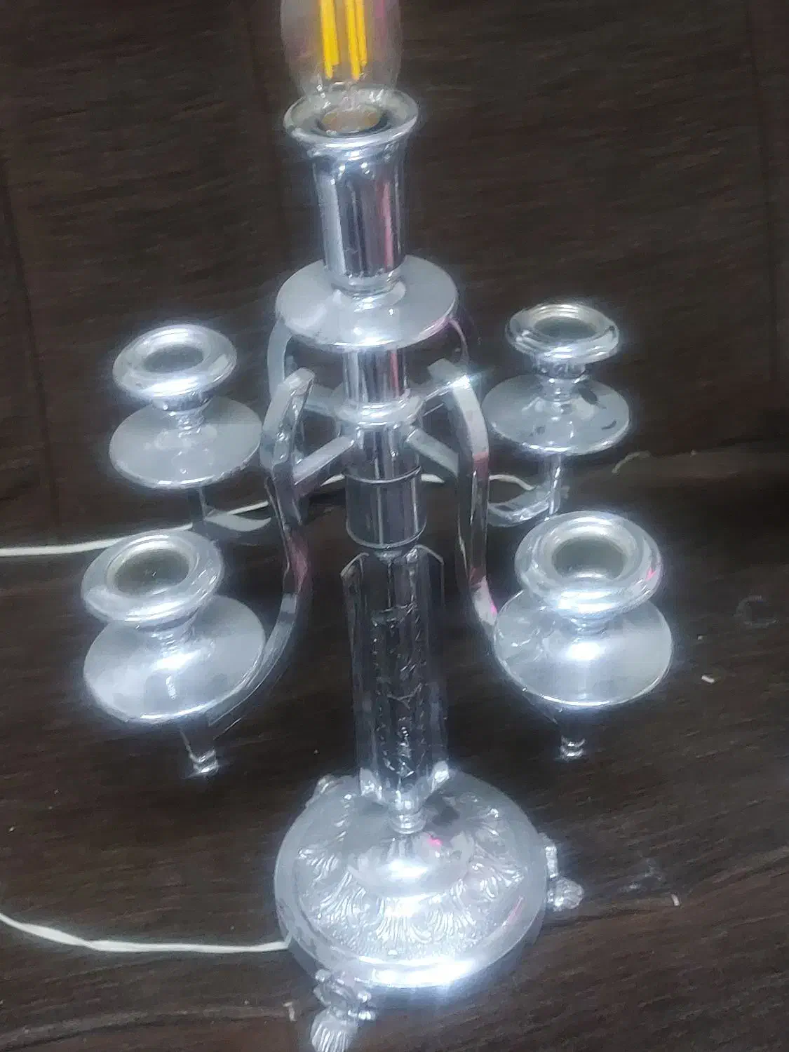 شمعدان تمام برنجی آب نقره|لوستر و چراغ آویز|اصفهان, برازنده|دیوار