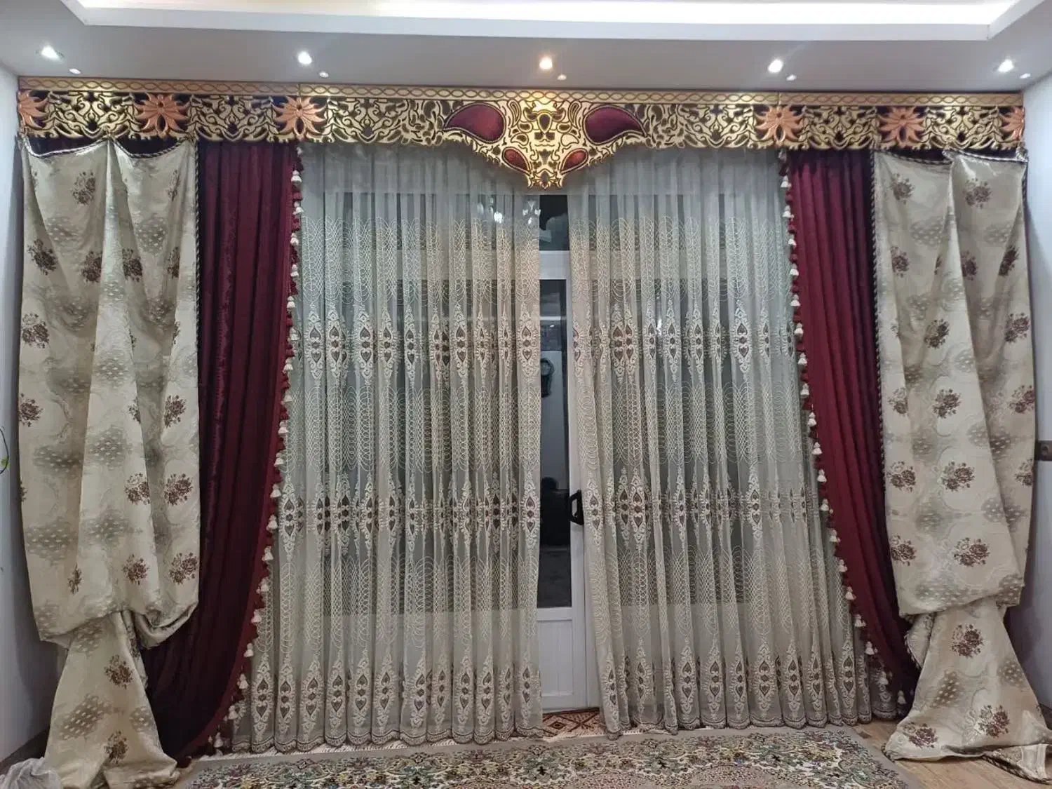 پرده  همراه با کتبه|پرده، رانر، رومیزی|نجف‌آباد, باهنر|دیوار