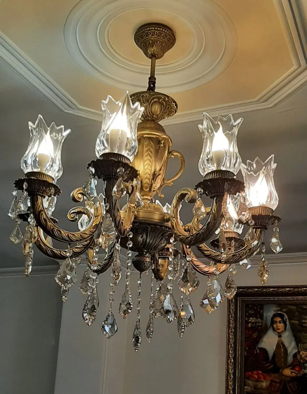 لوستر برنزی|لوستر و چراغ آویز|رودهن, |دیوار