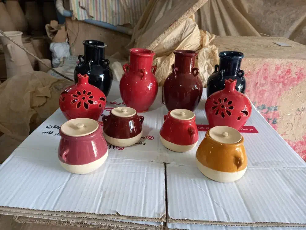 سفال خام گلدان خمره کوزه دیزی گمج گلدان خام ورنگی|صنایع دستی و سایر لوازم تزئینی|قزوین, |دیوار