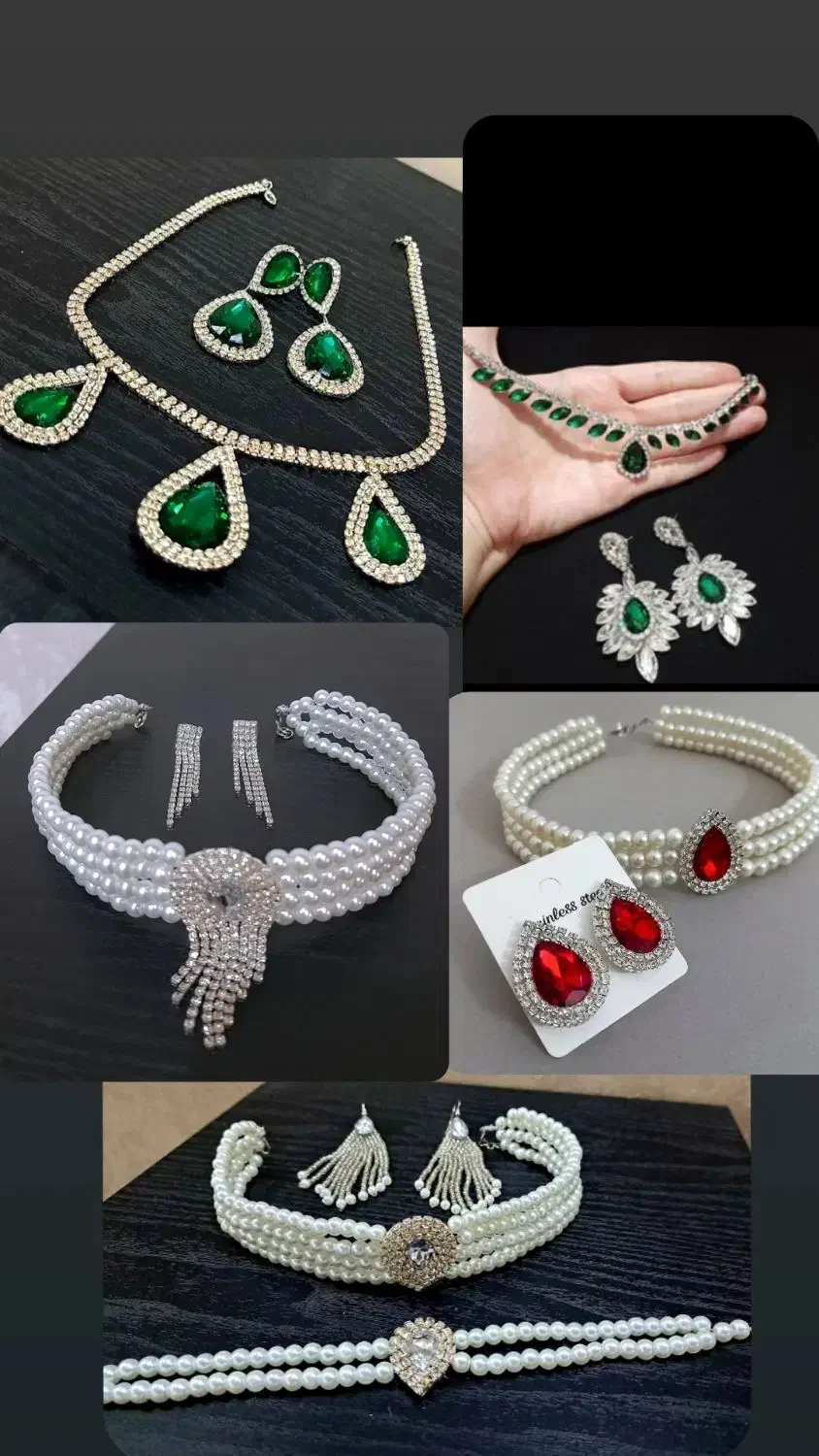 اکسسوری گردنبند مروارید پرورشی اصل گوشواره نیمست|بدلیجات|مشهد, توس (بلوار توس)|دیوار