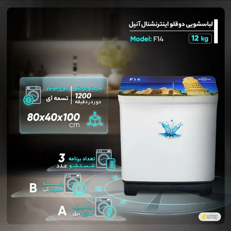 ماشین لباسشویی دوقلو 12کیلویی|ماشین لباسشویی و خشک‌کن لباس|بندر ترکمن, |دیوار