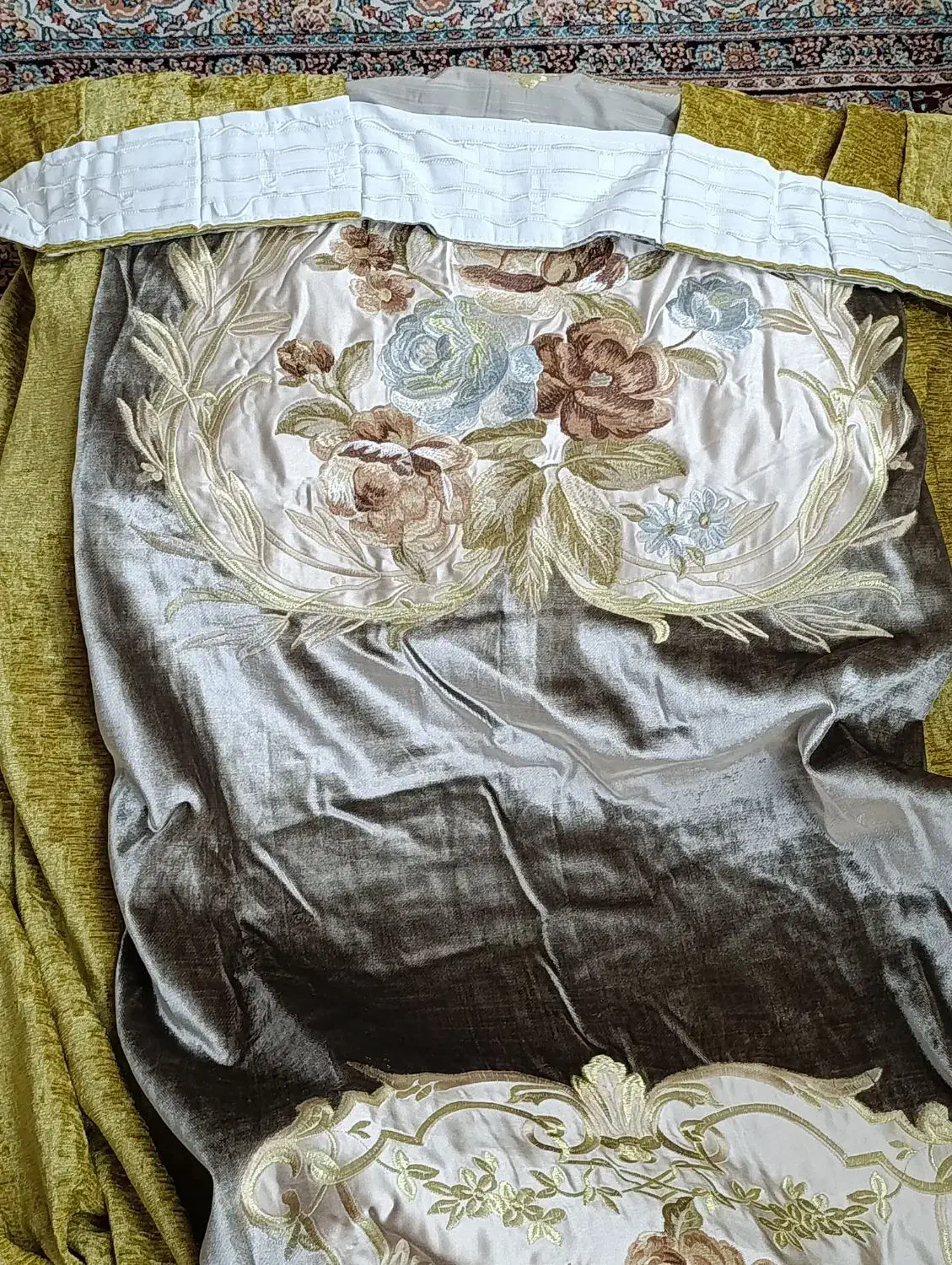 پرده دکوری مخمل گلدوزی|پرده، رانر، رومیزی|تهران, علم و صنعت|دیوار