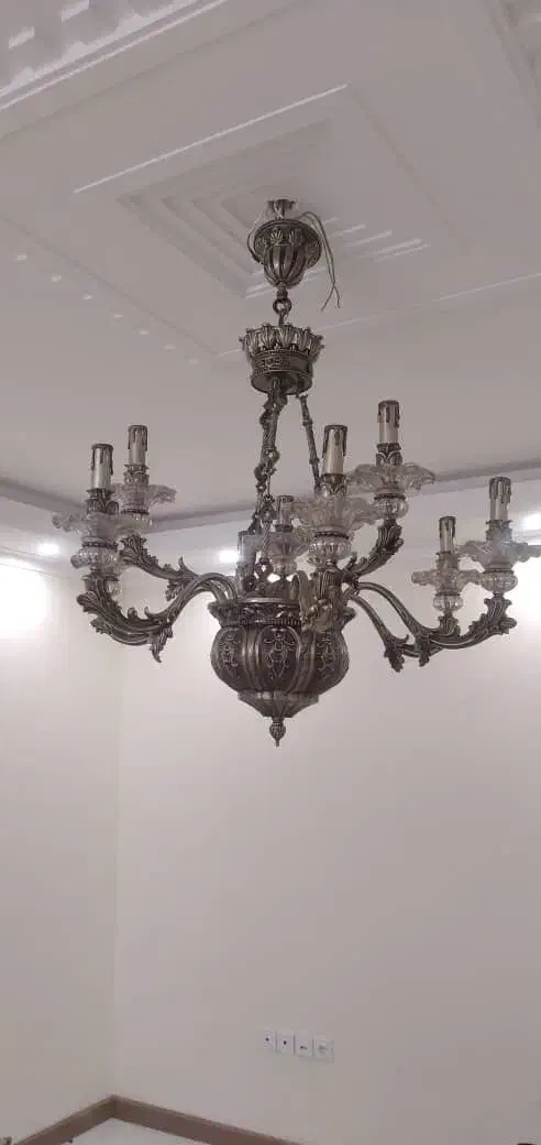 لوستر ۹ شاخه نو و دو عدد دیوار کوب ست لوستر|لوستر و چراغ آویز|تهران, دولاب|دیوار