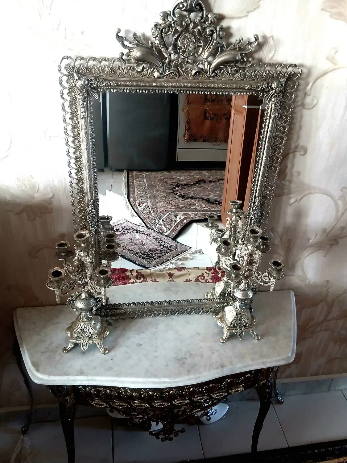 آینه و شمعدان  برنز|آینه|تبریز, |دیوار