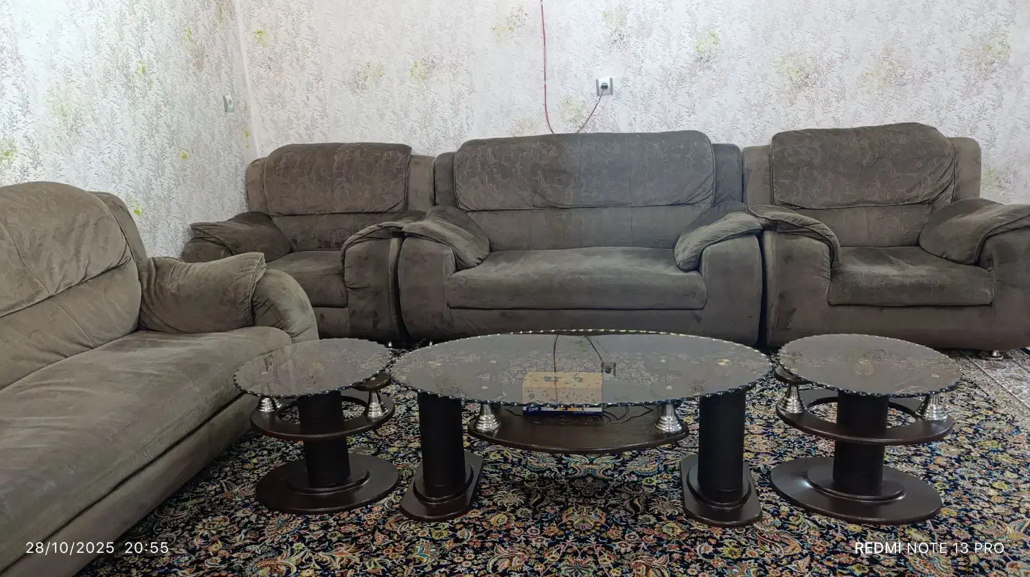 مبلمان 7 نفره با جنس مخمل|مبلمان خانگی و میز عسلی|ایلام, |دیوار