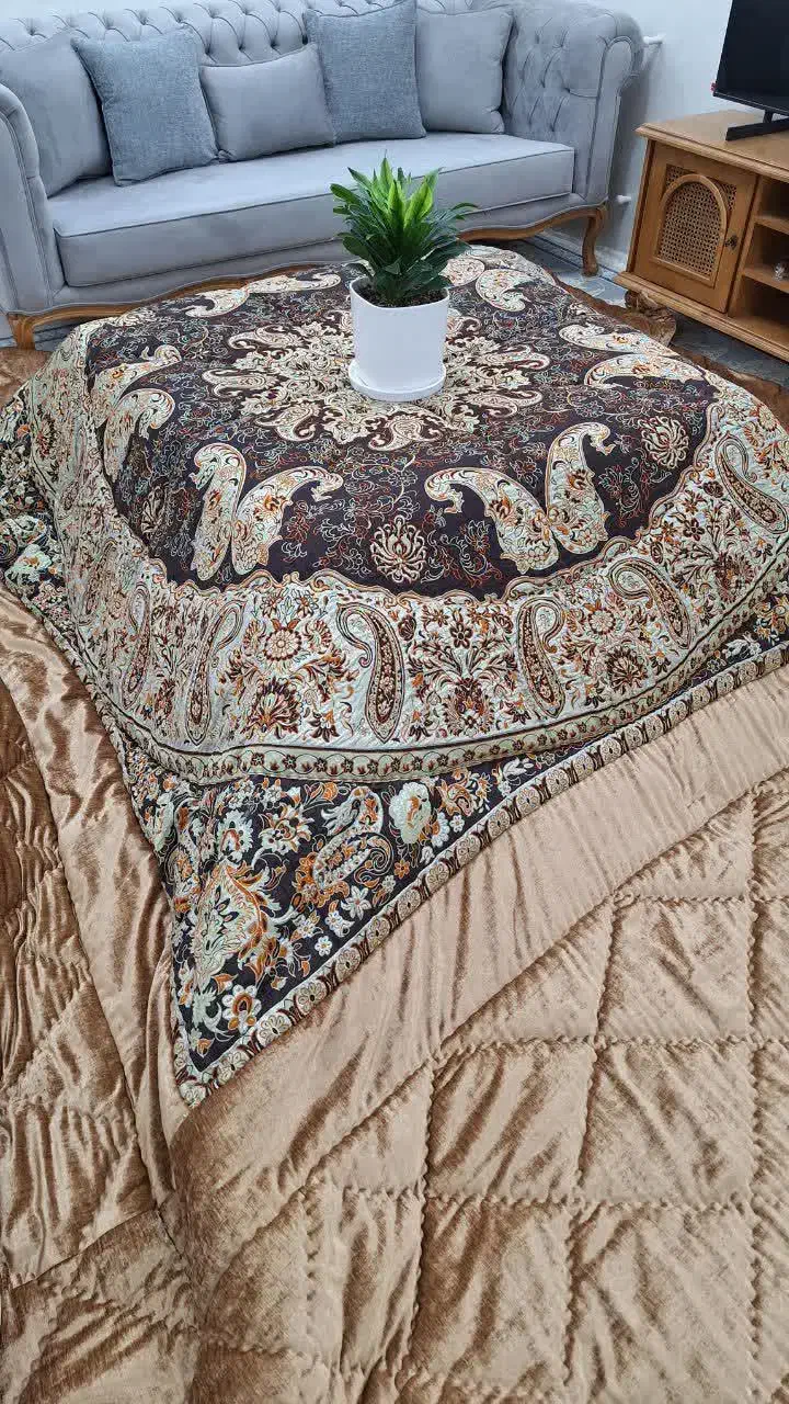 لحاف کرسی ترمه دستدوز سنتی یلدایی یزد|رختخواب، بالش، پتو|تبریز, |دیوار