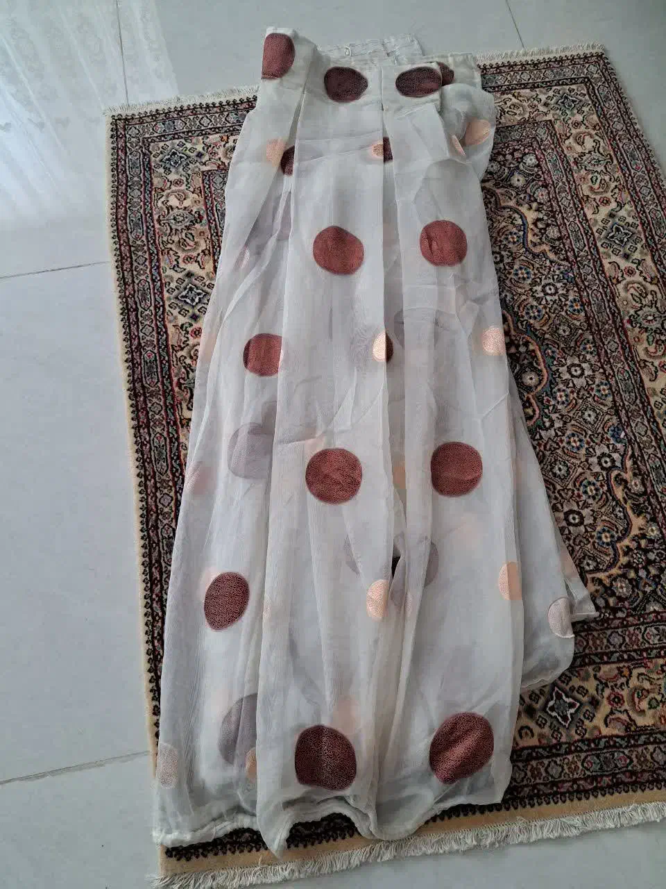 یک جفت پرده حریر همراه با زیر پرده|پرده، رانر، رومیزی|شاهرود, |دیوار