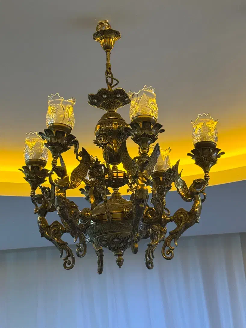 لوستر برنز ۶ شاخه طرح فرشته|لوستر و چراغ آویز|فردیس, دهکده|دیوار