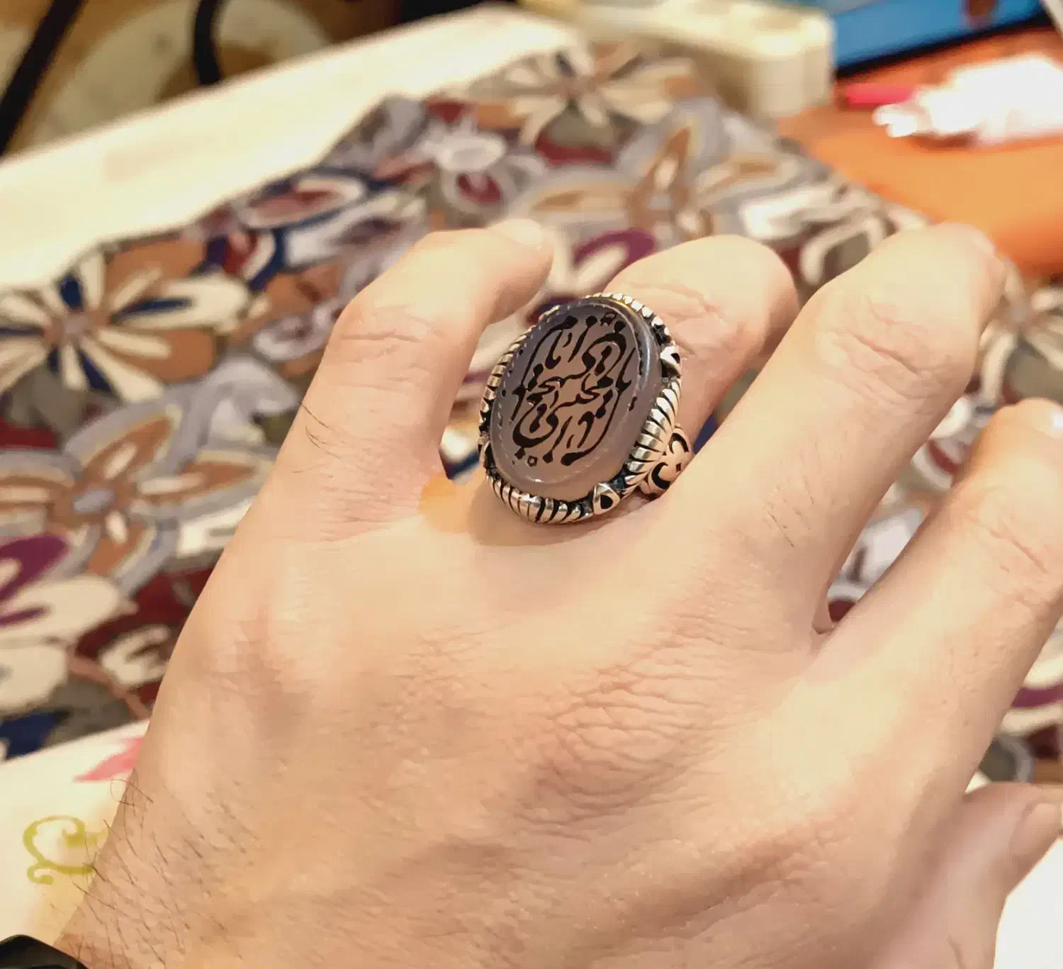 انگوشتر عقیق پرتقالی لانه زنبوری معدنی دستساز|جواهرات|تهران, تهرانسر شرقی|دیوار