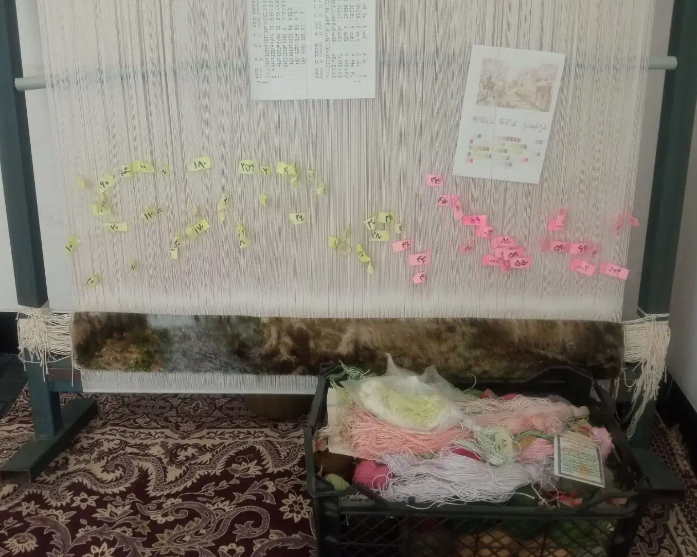 تابلو فرش نیمه کاره|تابلو فرش|اشکذر, |دیوار