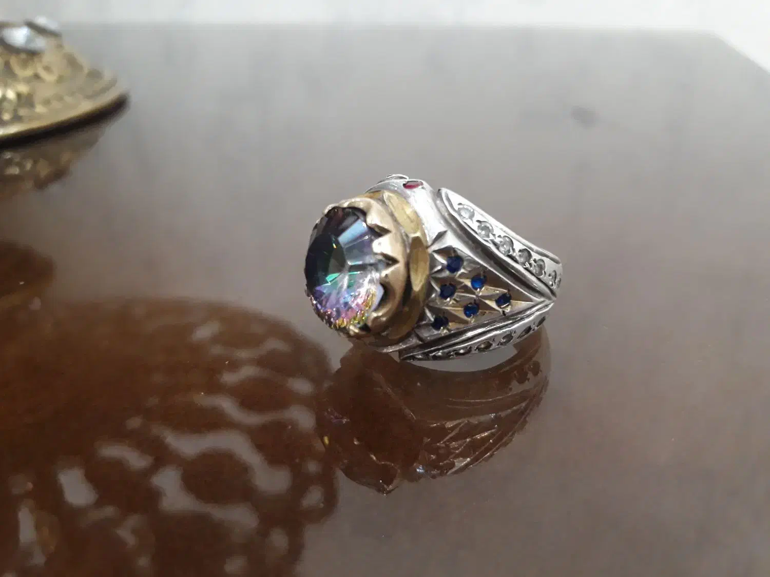 انگشتر نقره.نگین کوارتز هفت رنگ|جواهرات|اندیشه, اندیشه فاز ۱|دیوار