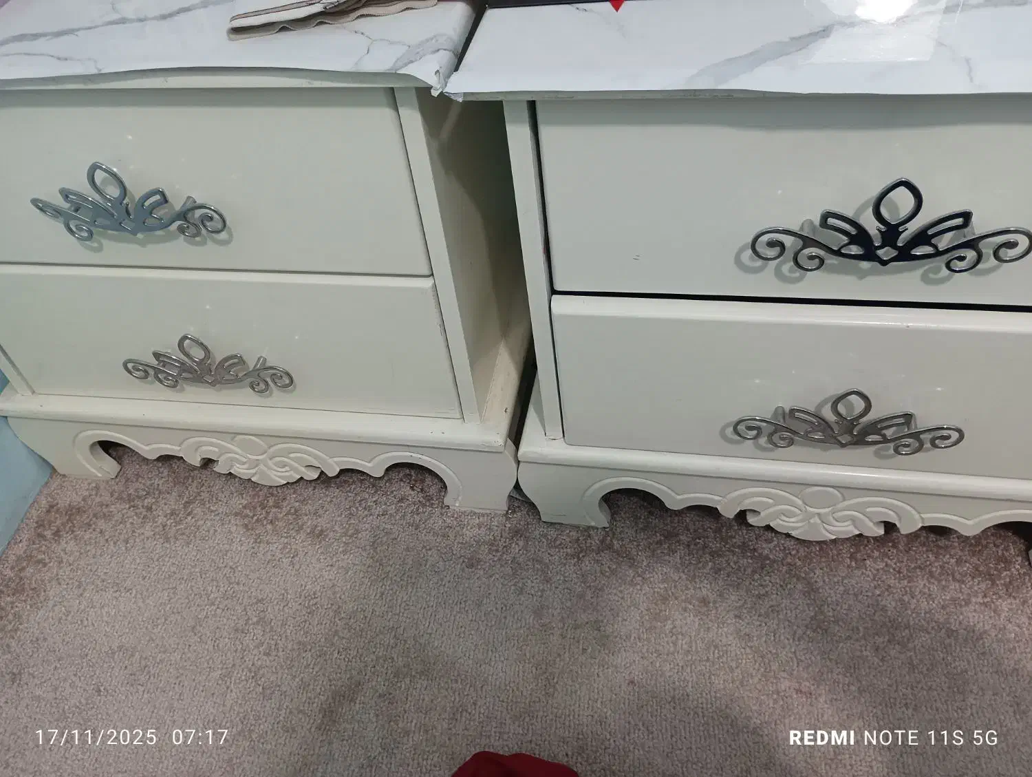 تخت دونفره ۱۶۰ در ۲ همراه تشک و دو عدد پاتختی|تخت و سرویس خواب|ساری, |دیوار