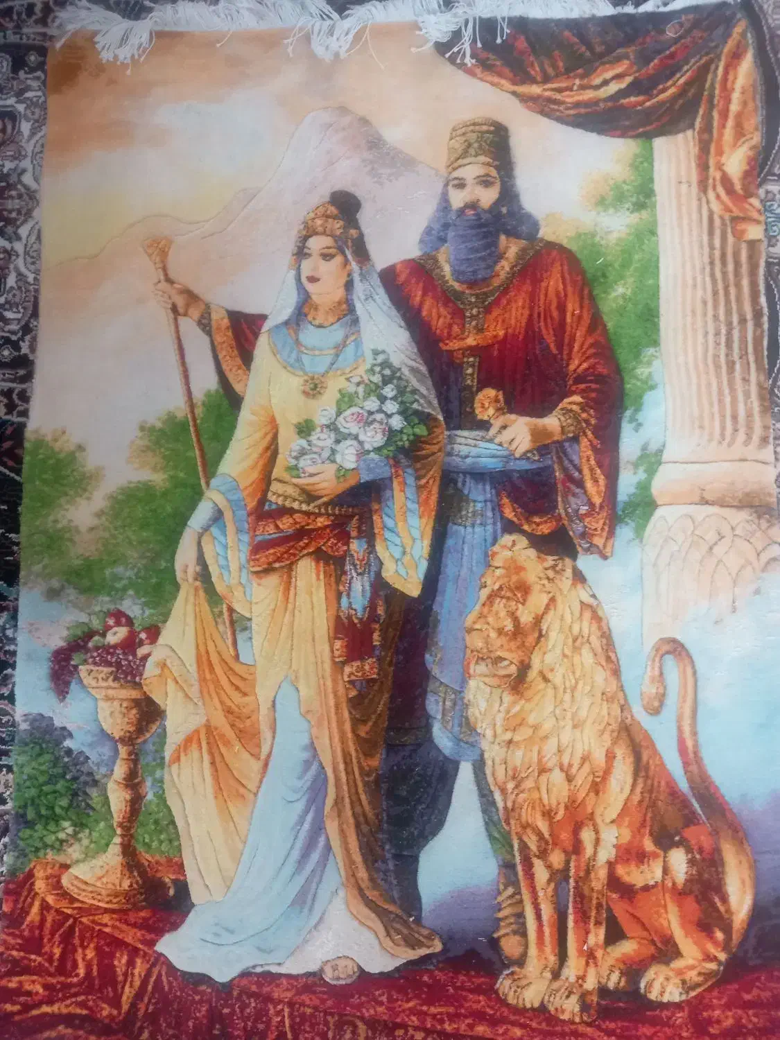 تابلو فرش دستبافت ابریشم چله پنبه|تابلو فرش|اصفهان, فردوان|دیوار