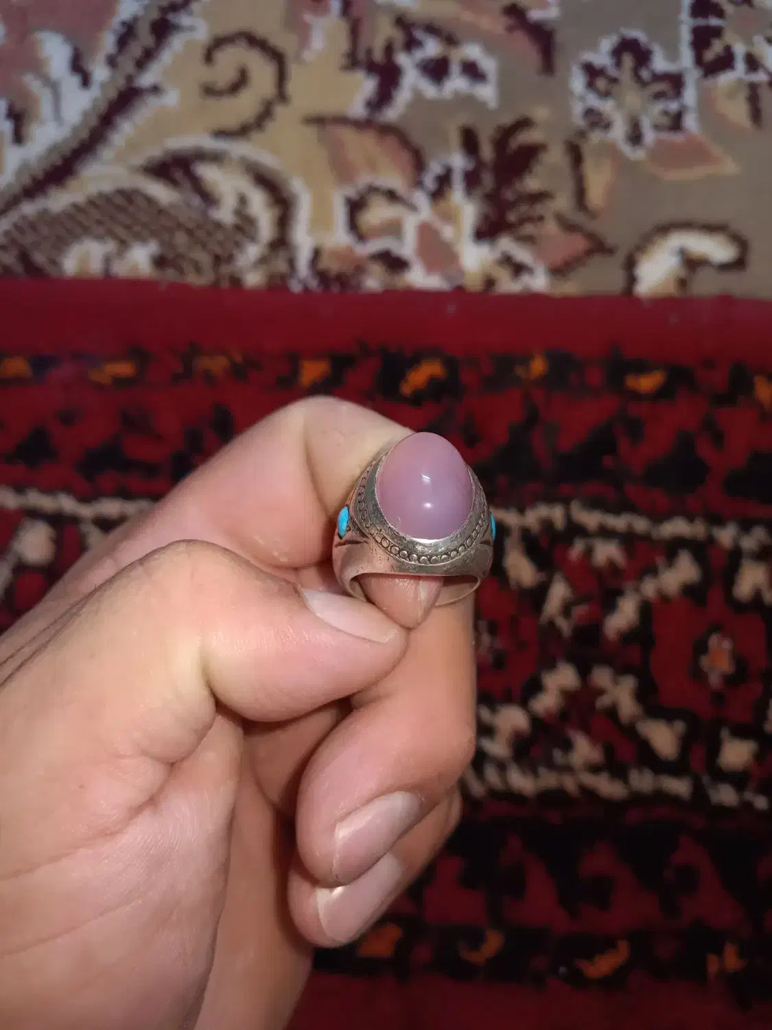 انگشتر نقره عقیق کبود کاردست|بدلیجات|گناباد, |دیوار