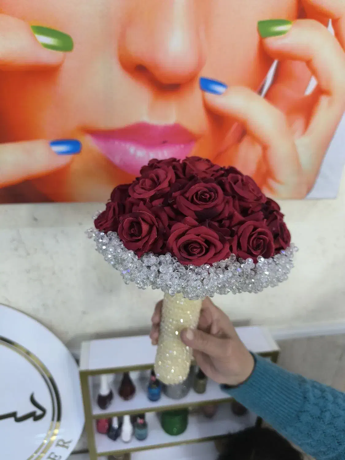 دسته گل عروس|گل مصنوعی|تهران, خاک سفید|دیوار