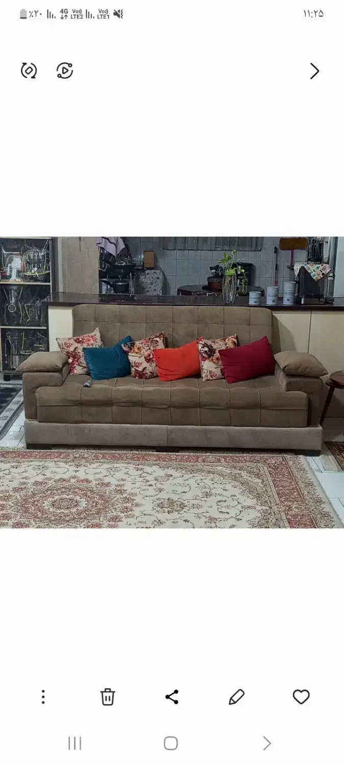 مبل ۷نفره بسیار تمیز رنگ کرم قهوهای .|مبلمان خانگی و میز عسلی|بومهن, |دیوار