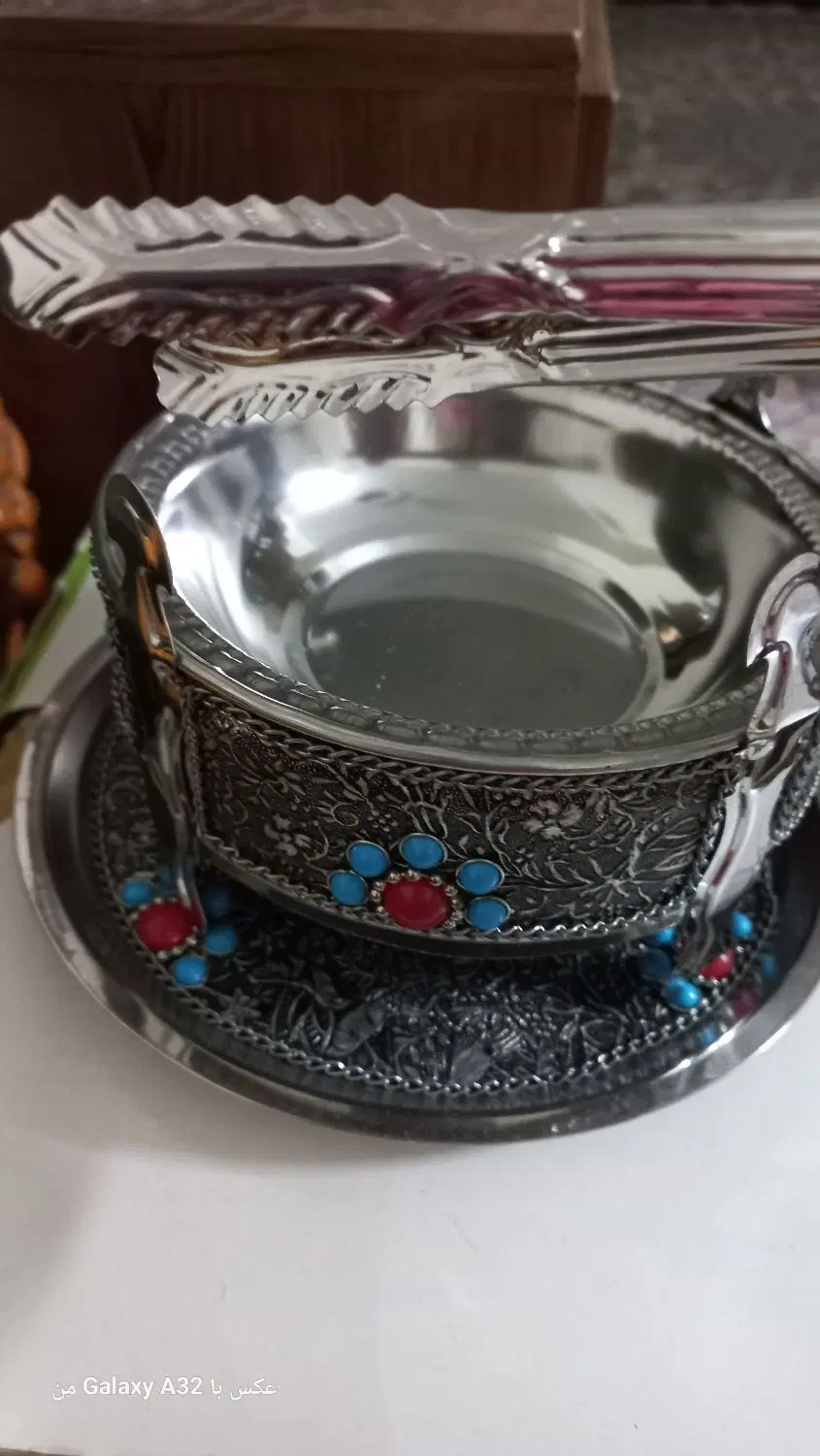 ظرف اسپند دودکن زنجان کاسه وسینی با انبر زغال|صنایع دستی و سایر لوازم تزئینی|تهران, منیریه|دیوار