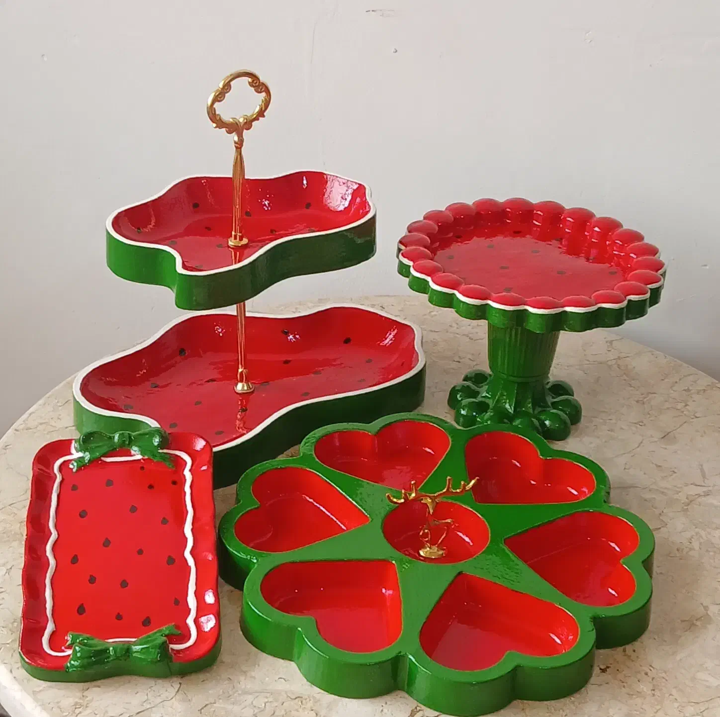 ظروف پذیرایی یلدایی و چوبی با سنگ مصنوعی|ظروف سرو و پذیرایی|ارومیه, |دیوار