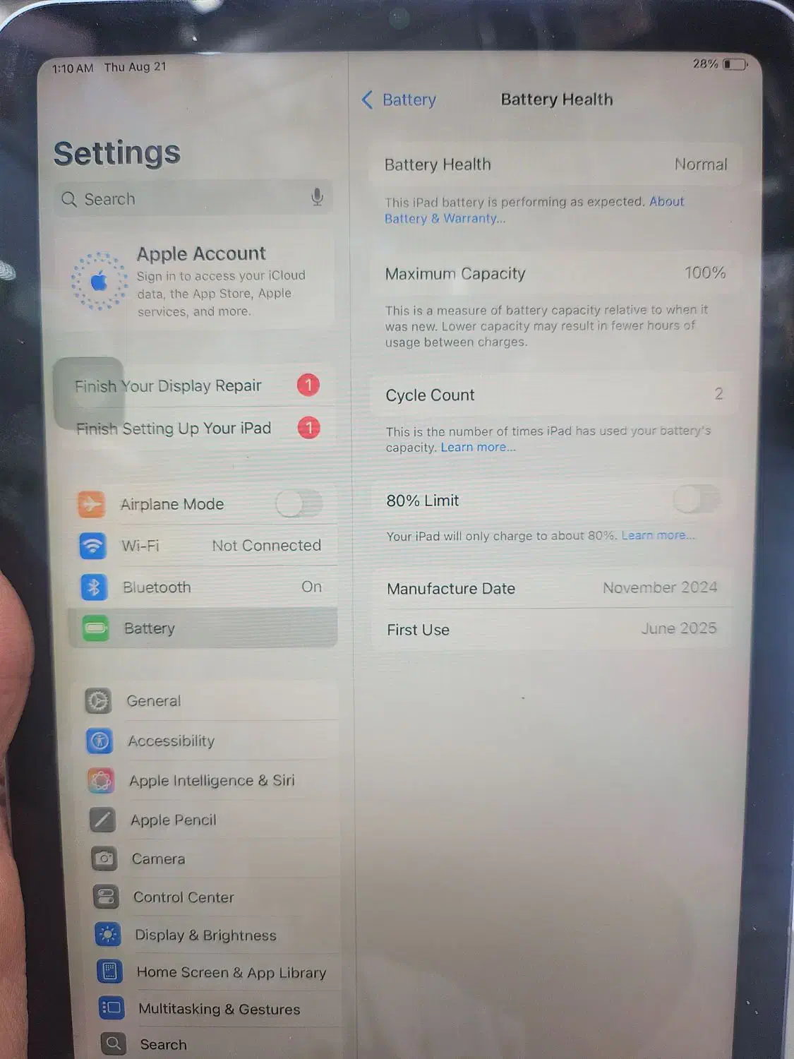 ipad mini 7 2025 باطری 100|تبلت|تهران, شیخ هادی|دیوار